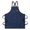Waterproof Thickened Cotton Denim Apron - Oil and Stain Resistant, Solid Color Design for Household Kitchen Use