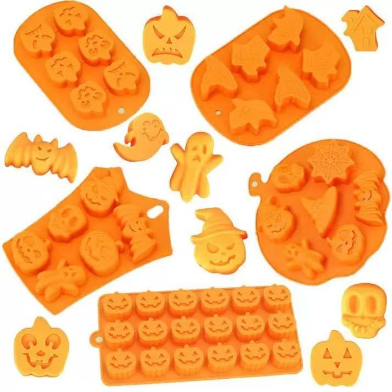 Halloween Silicone Cake Mold Scary Pumpkin Round Baking Pan Ghost Hat Skull Chocolate Baking Tray Mold DIY Cookies Baking Mold