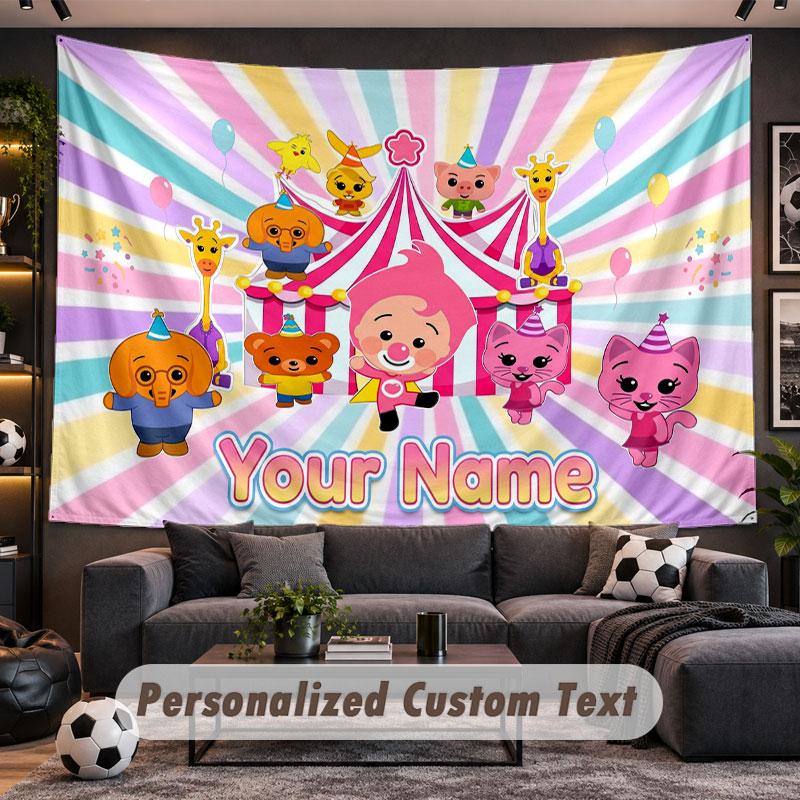 Wandbehang Wandteppich Benutzerdefinierter NameEl Payaso Plim Plim Muster Personalisiert Bedruckter Stoff Wanddekoration