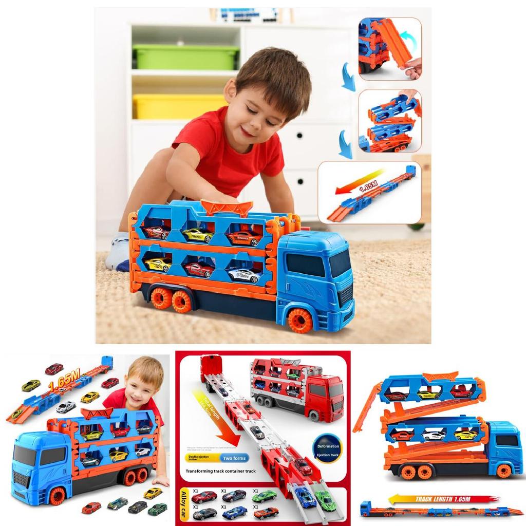 Childrens Large Track Car Set With Collapsible Metal Vehicles For Indoor Play And Development