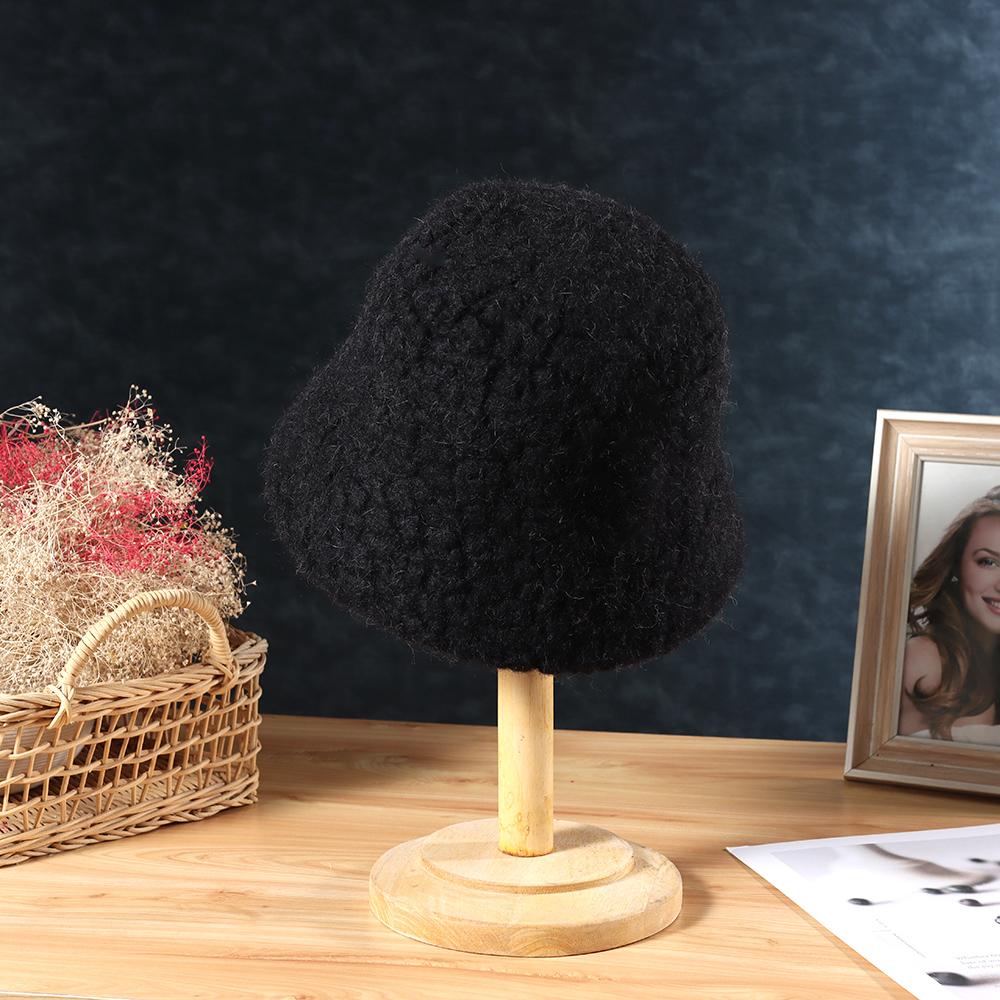 Hat Soft Women's Winter Bucket Hat Felt Lamb Wool for Girl Autumn and Winter Fashion Fur Panama Hip Hop Hat Off White Cap