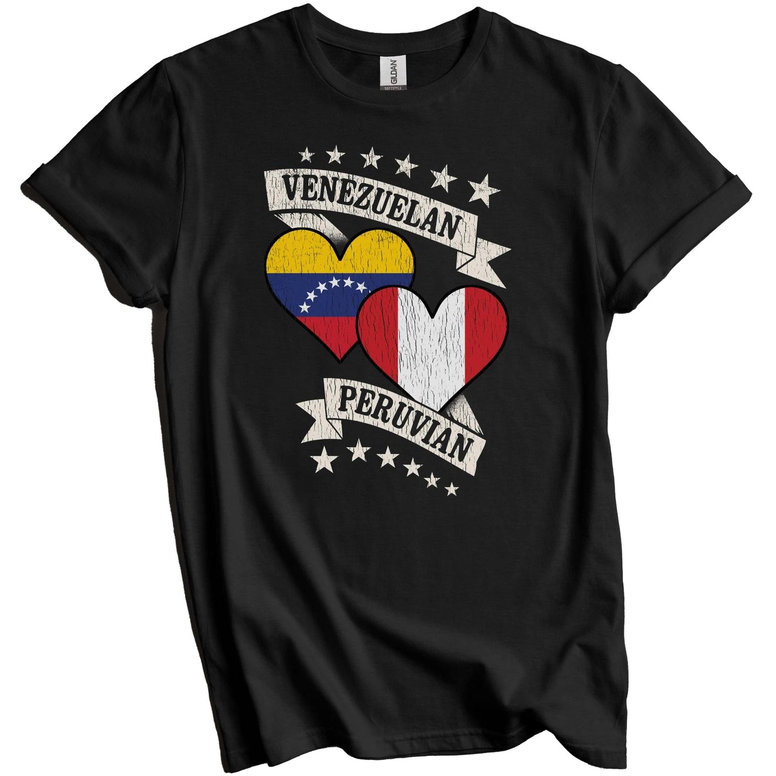 Venezuelan Peruvian Heart Flags Venezuela Peru T-Shirt 3XL