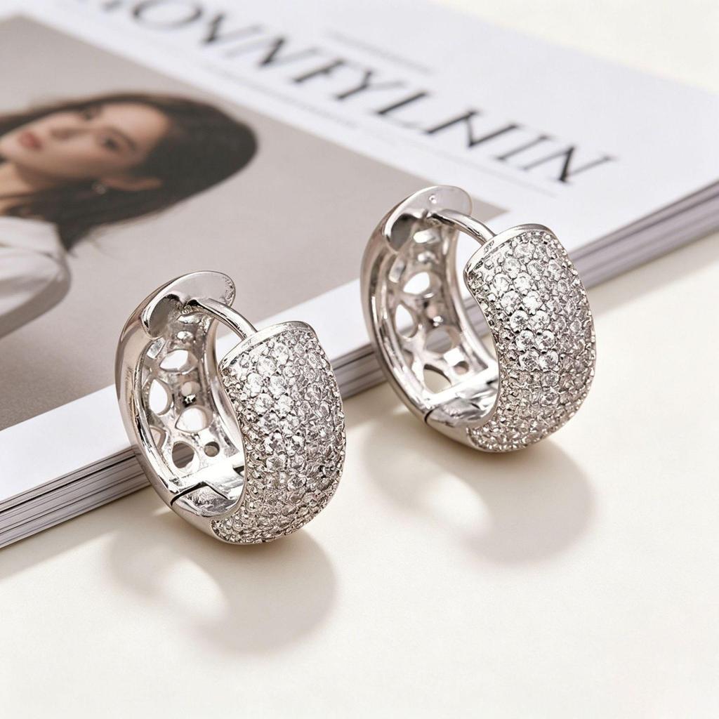 High-End Luxury Copper Zirconia Ear Cuff Hoop Earrings for Women