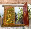 Handmade Wooden Jharokha Wall Hanging: Royal Hunting Scene, Festival Decor Frame