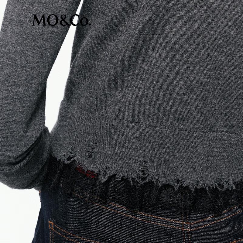 MO&Co. Wool-Blend Lace-Trimmed Knit Cardigan