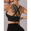 Damen Sport-BH - Mittlerer Halt Crossback-Design, Nicht herausnehmbare Dicke Einlage, Atmungsaktiv Mittlere Elastizität Einfarbig Yoga Fitness