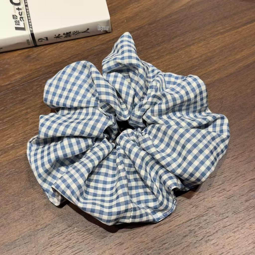 Classic Plaid Versatile Hair Tie & Headband with Flower Design