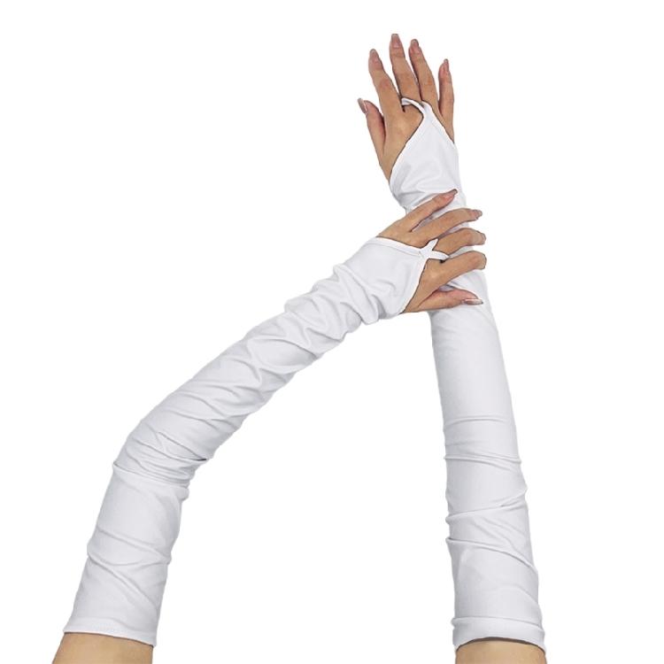 PU Leather Gloves for Formal Event Party Gloves Elegant NightClub Gloves Adult Stage Performances Fingerless Long Gloves