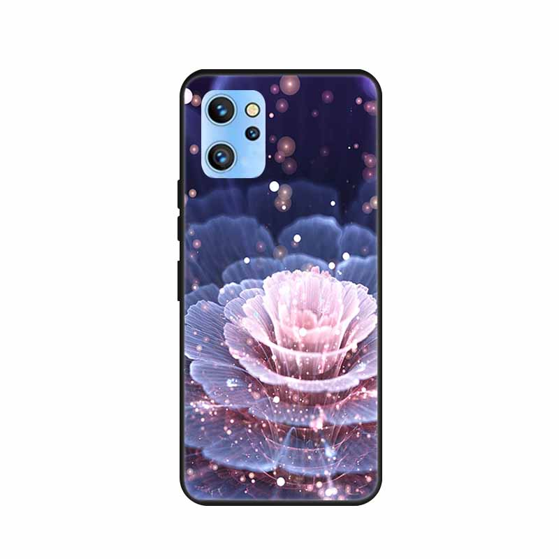Etui do telefonu Umidigi A13 Pro 2022 Kwiaty Czarny Silikonowy Tylny Pokrowiec Miękki Pokrowiec TPU Do Umidigi A13S Etui A 13 S Coque Funda Torba