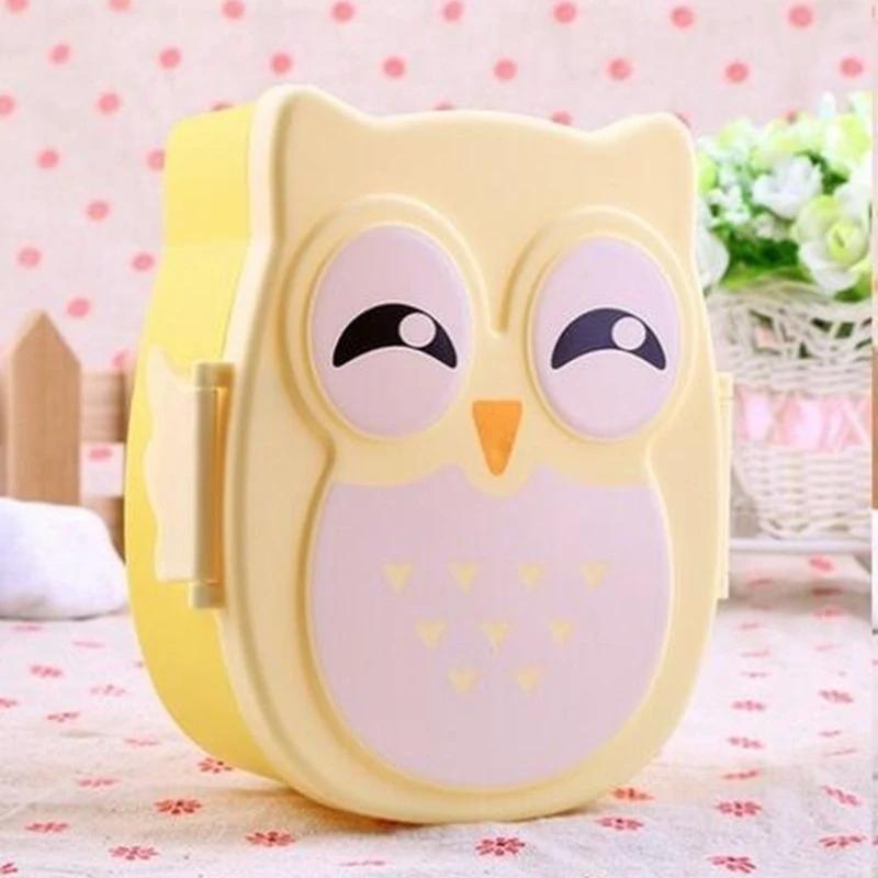 High-capacity Owl Lunch Box Childrens Cartoon Pattern Plastic Anti Drop Food Container Tableware Pupil Outdoor Picnic Bento Boxs