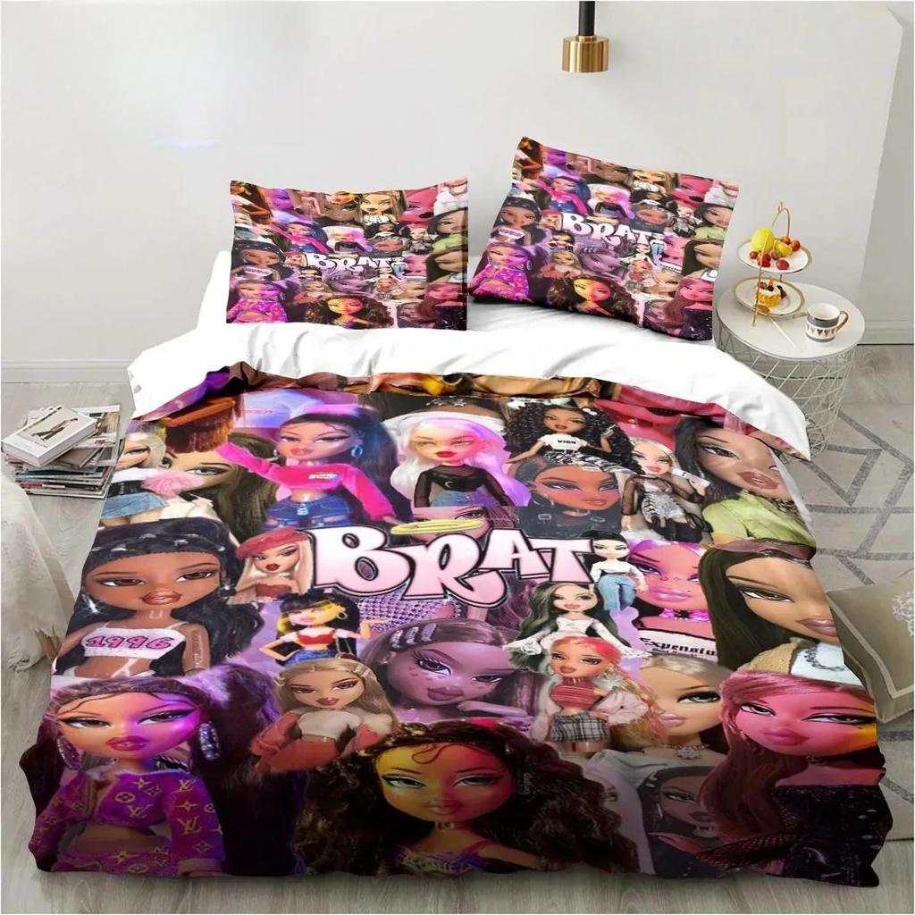 Kreslený B-Bratz 3D Tisk Kawaii Dívčí Ložní Souprava Jednolůžko Twin Full Queen King Size Ložní Souprava Dospělý Dítě Dívky Ložnice Ložní Prádlo Dárek