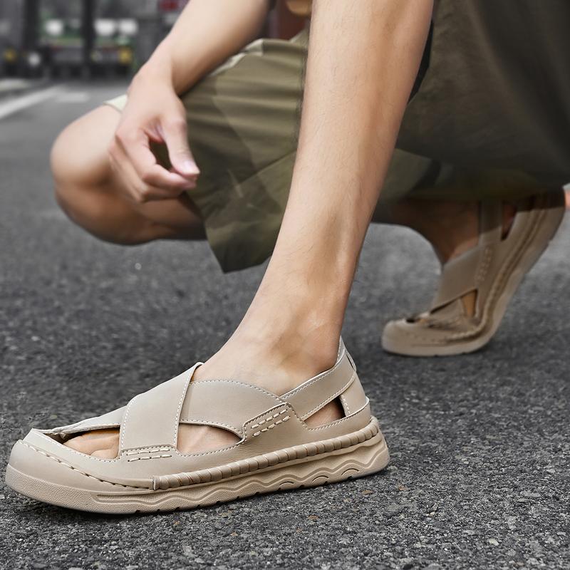 Fashion 2025 New Handmade Genuine Leather Sandals for Men Fashion Breathable Summer Anti-Slip Comfort Daily Wear Mens Shoes Size 38-45