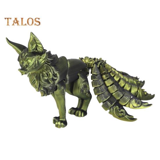 Drukowana w 3D Ozdoba Lis Figurka Lisa Dziewięcioogonowego z Ruchomymi Ogonami i Kończynami Zwierzęca Figurka Akcji Elastyczna Zabawka Fidget do Redukcji Stresu Na Biurko