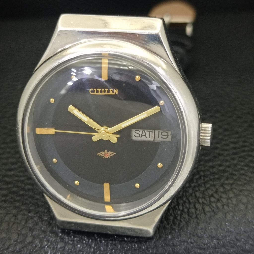 JAPAN VINTAGE CITIZEN AUTOMATIC 8200 MENS BLACK COLOR DIAL WATCH A702743-1 R210-a702743