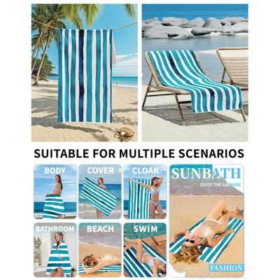 Summer Striped Beach Towel Microfiber Absorbent Soft Bath Shower Towels Quick-drying for Adults Bathroom Spa Swim 80x160cm