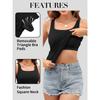CHARMLEAKS Langes Tanktop für Damen mit Regal-BH, quadratischer Ausschnitt, breite Träger, Camisole, Sommer-Unterhemden aus Baumwolle