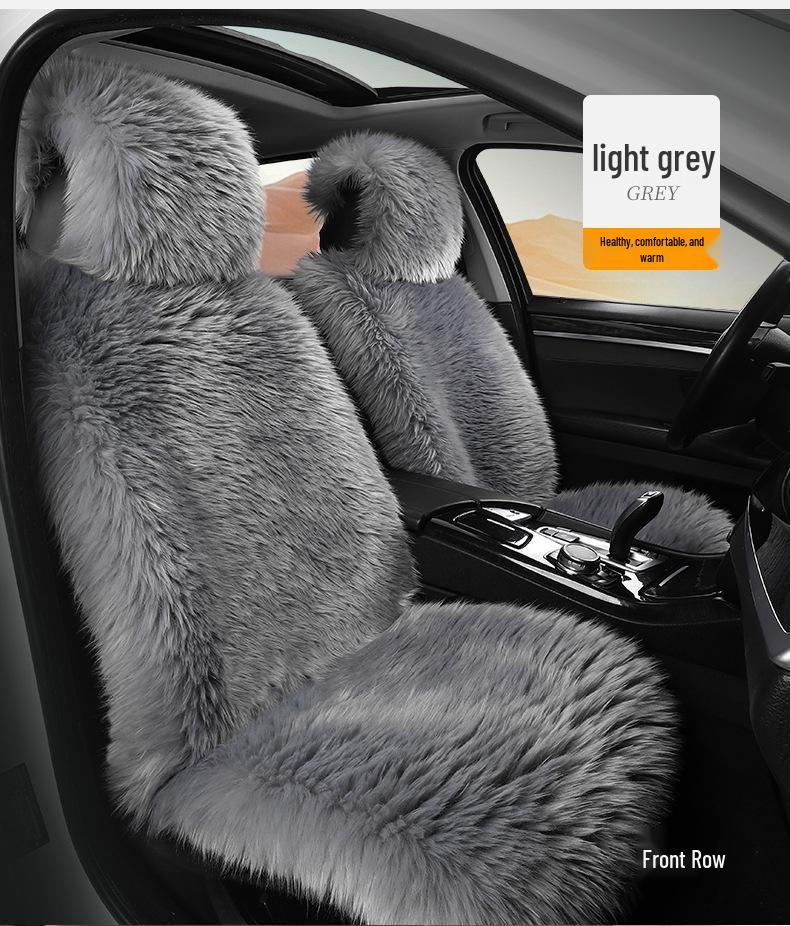 Universal Winter Plush Faux Sheepskin Car Seat Cushion with Backrest