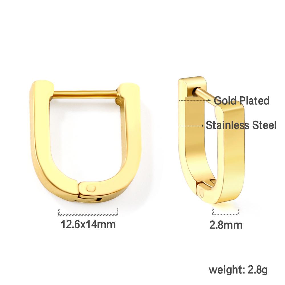 Plain Ring Ear Buckle Heart Geometric Metal Star Earrings Oval Earrings Stainless Steel Earrings