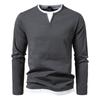 Men’s Plus Size Layered V-Neck Long Sleeve T-Shirt