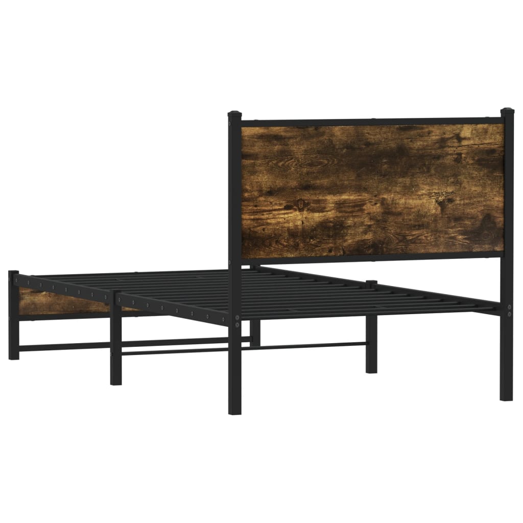 Vidaxl Metal Bed Frame, Without Mattress, Smoked Oak, 75X190 Cm