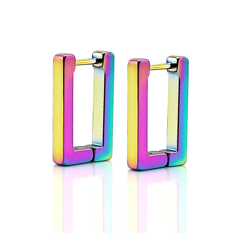 Surgical 316L Stainless Steel Heart Square Rectangular Geometric Stud Earrings For Women Men Boys and Girls Body Piercing Huggie