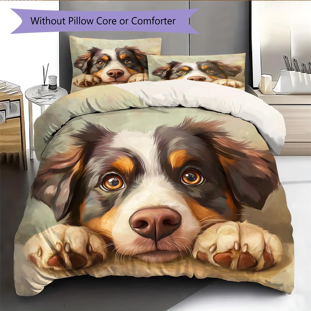 Australian Shepherd Dog Pattern Bedding Home Decoration Birthday Gift (1 * Duvet Cover + 2 * Pillowcase, Without Core)