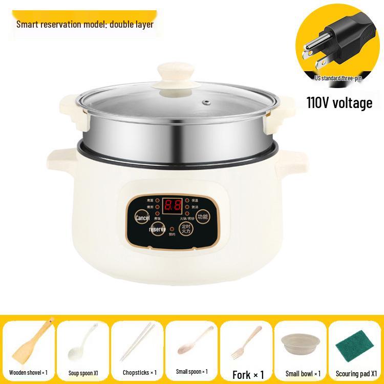 "110V Multifunction Electric Cooker & Non-stick Frying Pan for Dorms, with Smart Reservation"