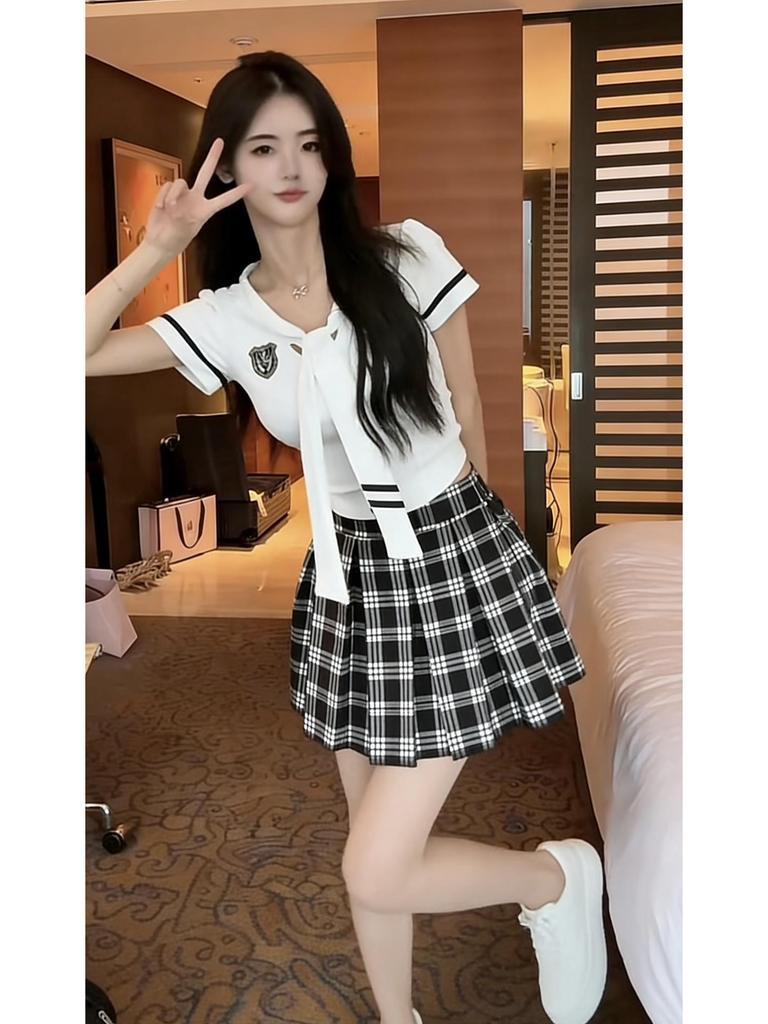Korean Style Sailor Collar T-Shirt & Pleated Skirt JK Uniform Set for Middle East & Southeast Asia