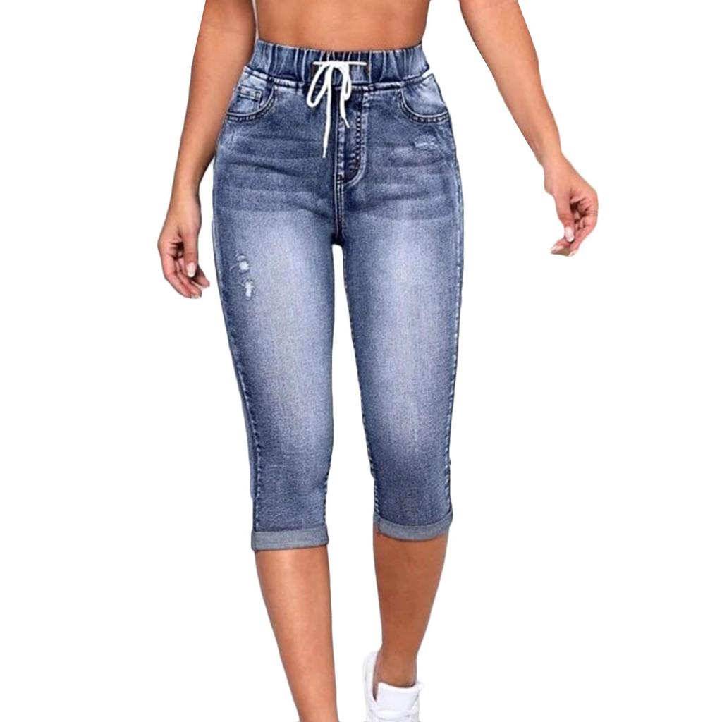 Damen Gerade Hosen Jeans Mit Taschen Lässige Denim Hosen