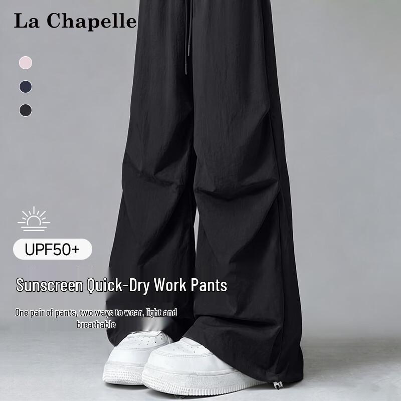 La Chapelle Women s UV Protection Pleated Straight-Leg Cargo Pants L
