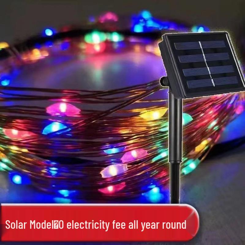 Outdoor Waterproof Solar Alloy String Lights - Colorful Light Strips for Courtyard, Balcony, or Landscape Decoration