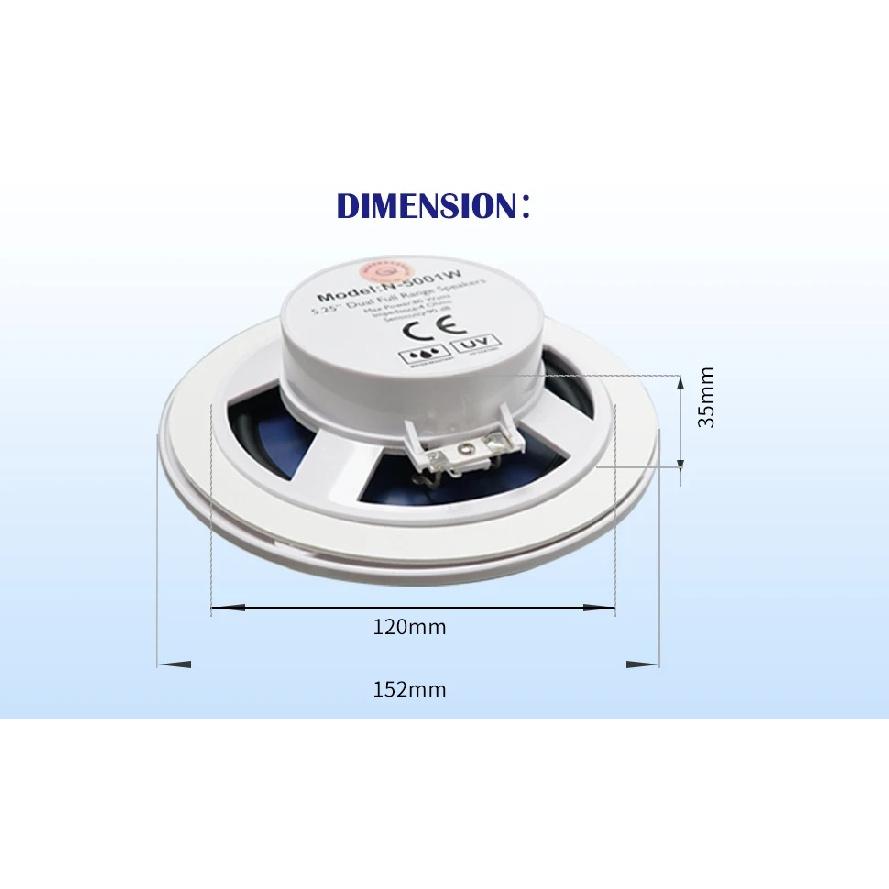 Genuine Marine 5.25" 80W IP66 Waterproof Marine Speakers White ABS Plastic High-Quality Sound for Motorcycle Boat Thalassa