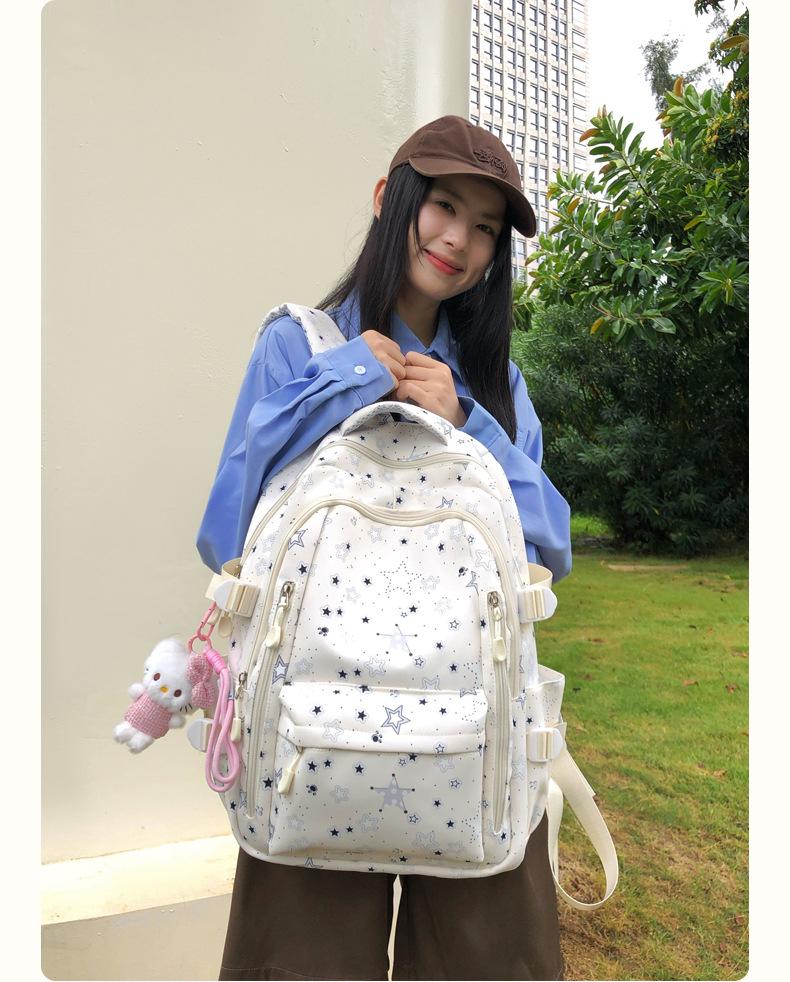Japanese & Korean Style Backpack for Middle School Girls – Trendy Star Design, Ideal for School & Outings
