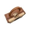Michael Kors Island Escape Woven Pineapple Print Color Block Vacation Style Leather Small Square Bag Women Handbags Brown 35T1G5IC2W-NATURAL-MLT