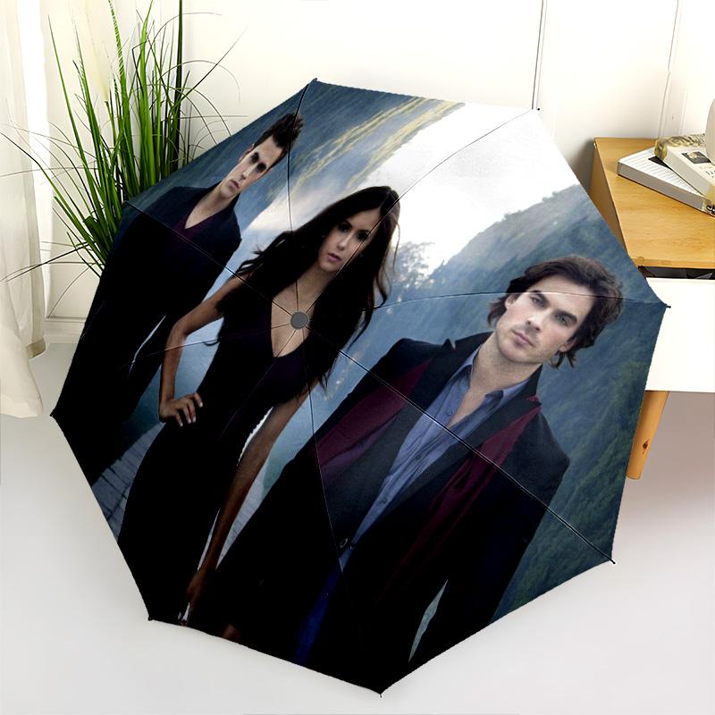 1PC Vampire Diaries Series Automatic Umbrella - Suitable Travel Outdoor Portable Umbrella Birthday Gift Daily Essentials
