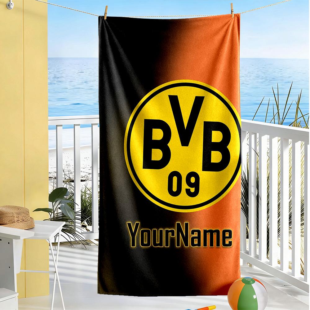 Borussia Dortmund Personalized Name Beach Towel Soft Durable Quick-Dry Portable for SwimmingBeachCamping Travel Beach AccessoriesGym