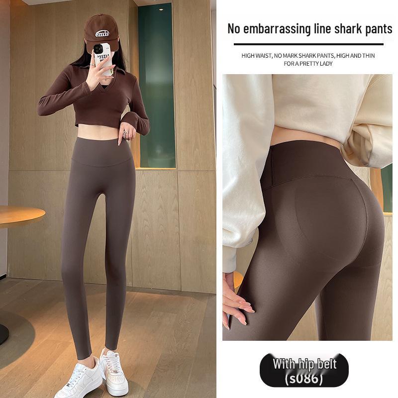 Women's Gray Barbie Yoga Pants - Fleece-Lined, Thick, Tight Leggings for Autumn/Winter 2025