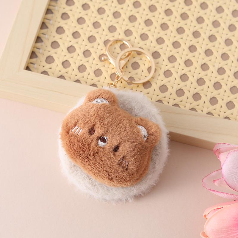 Cute Plush Bear Keychain: Portable Double-Sided Makeup Mirror for On-the-Go Touch-ups Plush Bear Keychain Mirror
