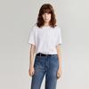 ELLE French Style Basic Elegant Dropped Shoulder Loose Round Neck Short Sleeve T-Shirt Women tops White ET48704