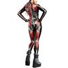 New Halloween Muscle Human Skeleton Digital Printing Button Hand Skinny Elastic Women's onesie Women's