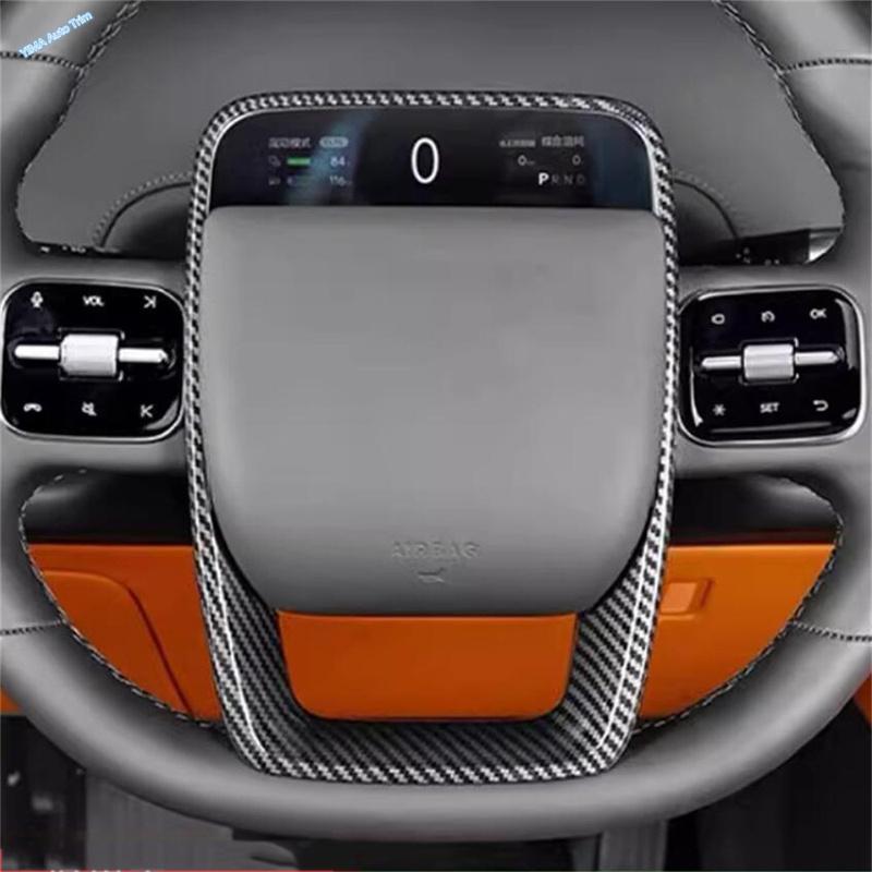 ABS Carbon Fiber Look Steering Wheel Cover Trim For Li Lixiang L6 2024 2025 Decoration Accessories