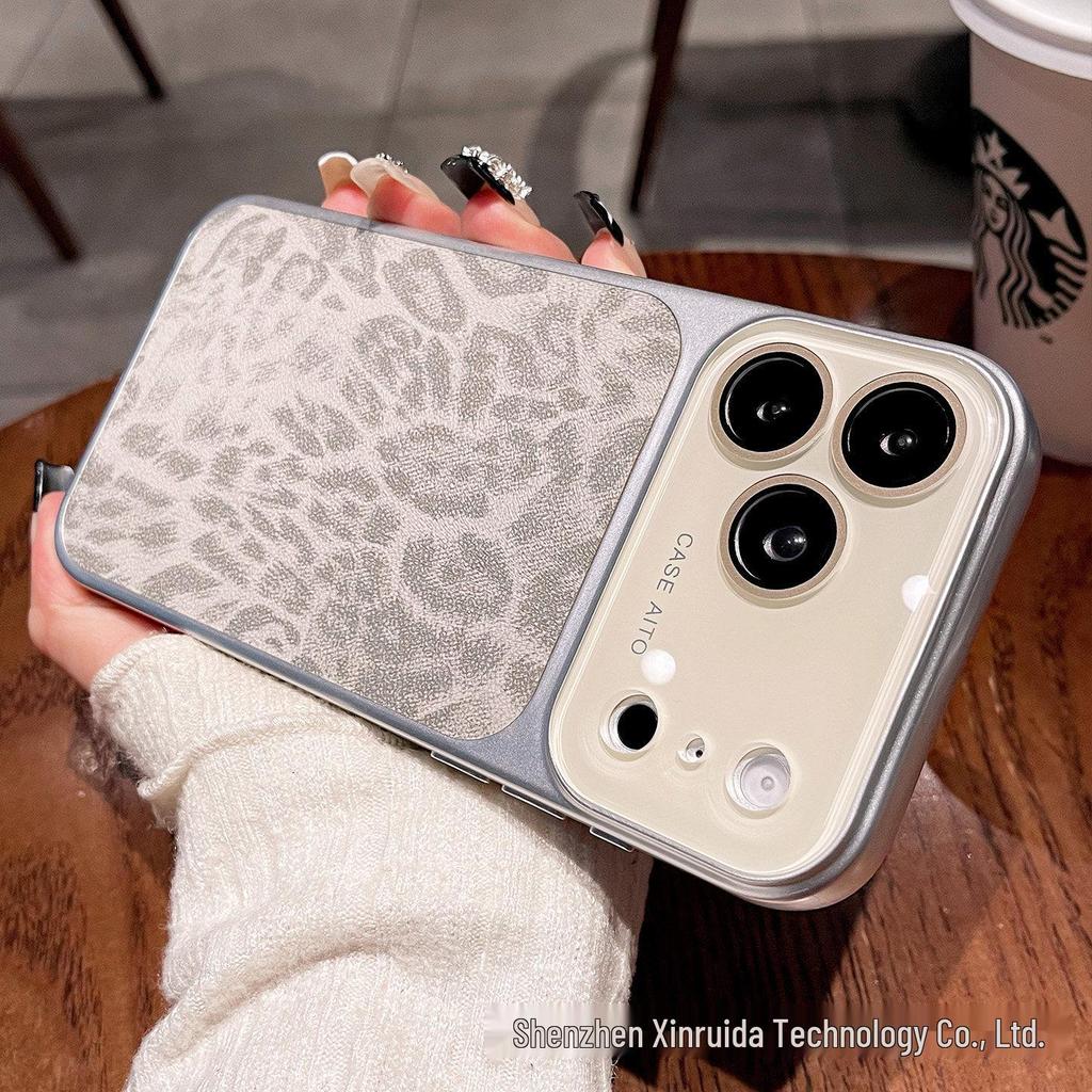 iPhone 17 Pro Max Leather Leopard Print Case with Large Window, Apple 16 Lens Protection, and Drop Protection Cover.