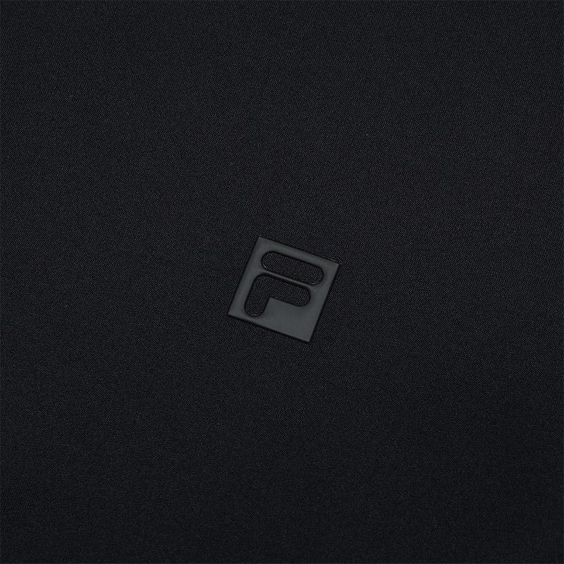 Fila Golf Series Logo Design Versatile Knitted Long Sleeve Polo Shirt Men Tops Deep-Black A11M515204F-BK