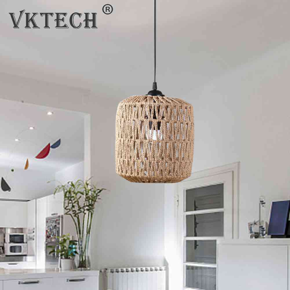 1pc Simulated Rattan Lamp Cover Handmade Woven Chandelier Vintage Lampshade Home Decor Hanging Pendant Bedroom