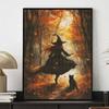 DIY Diamond Painting Kit Autumn Witch and Black Cat Pattern Full Drill Art Canvas Relaxing Creative Craft for Home Wall Decor Gift