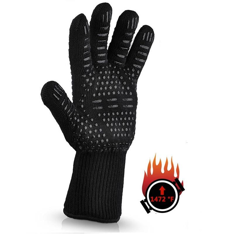 

Перчатка термостойкая 800°C для барбекю, огнеупорная, черная, для улицы, перчатки для барбекю, перчатки для духовки, микроволновой печи, кухонные инструменты