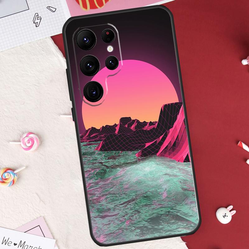 

80S Vaporwave Retro Synthwave Sunset Case For Samsung Galaxy S24 FE S20 FE S21 S22 S23 S25 S26 Ultra S10 Plus S25 FE Cover Shell Galaxy S26