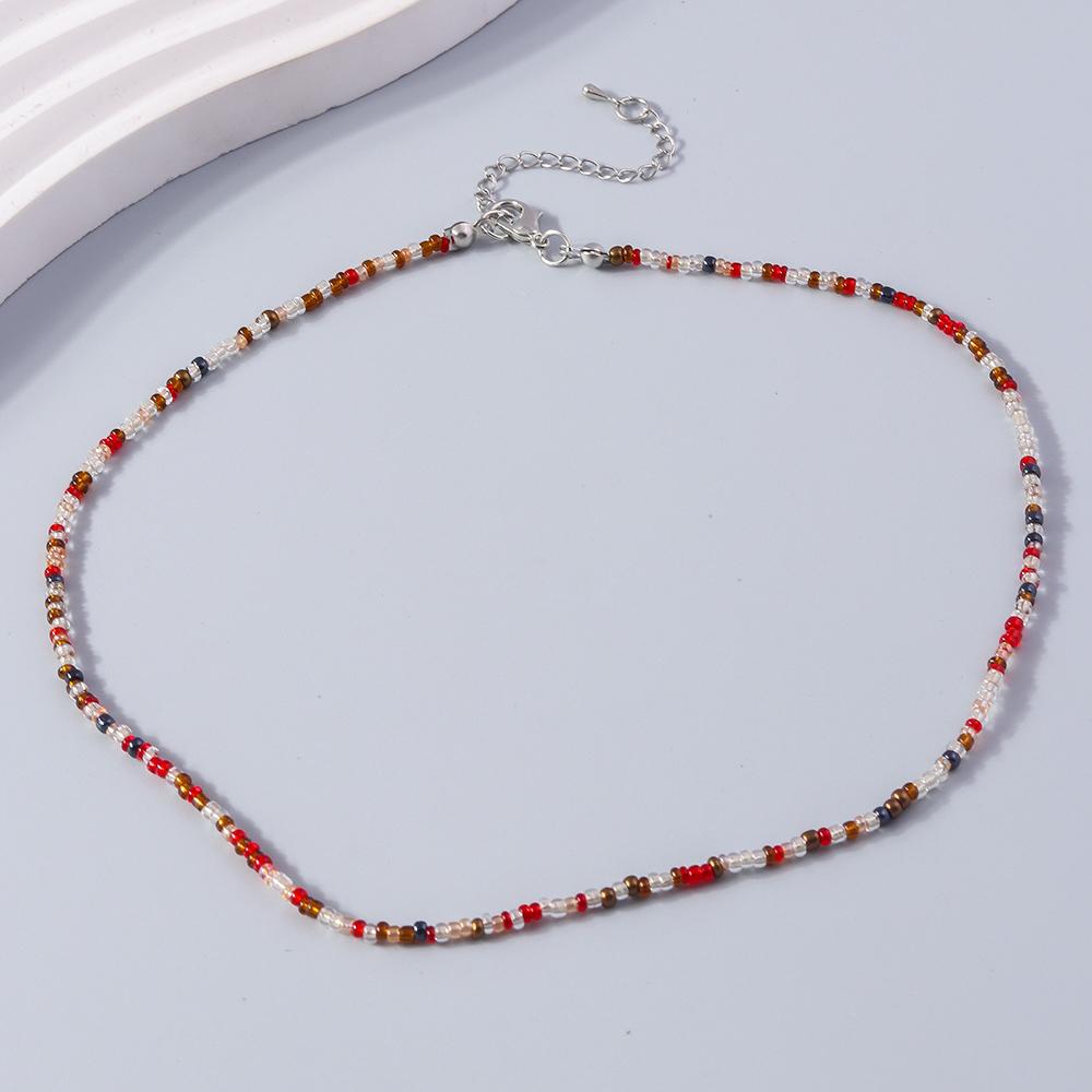 Fashion Candy Color Beaded Necklace Colorful Beads Boho Choker Necklace for Women Girls Holiday Jewelry Gifts