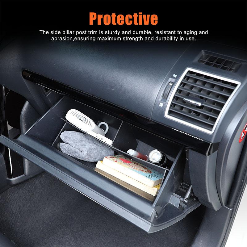 For Toyota Land Cruiser Prado 150 2010-2025  ABS Black Car Glove Box Interval Storage Box Car Accessories