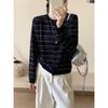 High-End Color Block Jacquard Knit Cardigan - Women's Autumn Fashion Versatile Casual Top